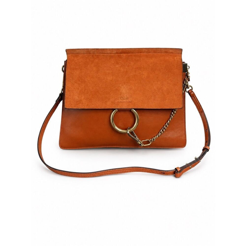 Chloé Two-Tone Tan & Orange Suede Shoulder Bag (0047)